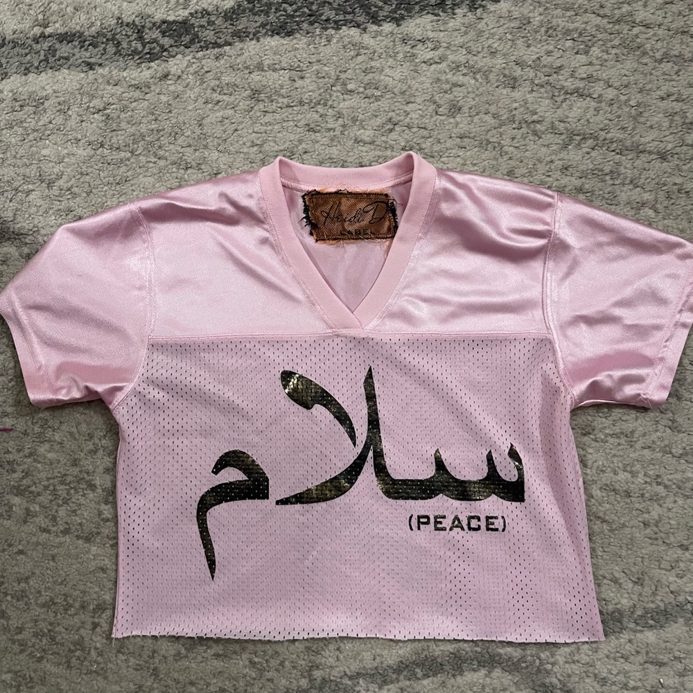 Pink jersey crop top